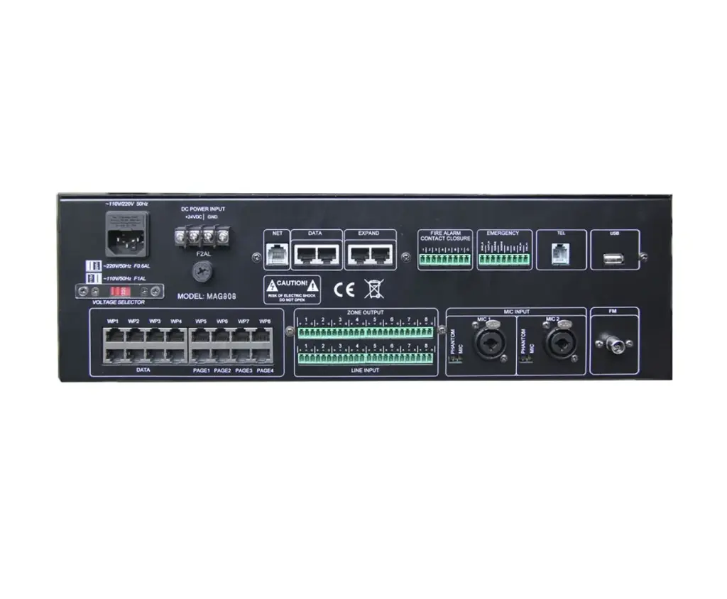 DSPPA 350W 6 Zones Paging Amplifier with USB/ SD/ FM/ Bluetooth