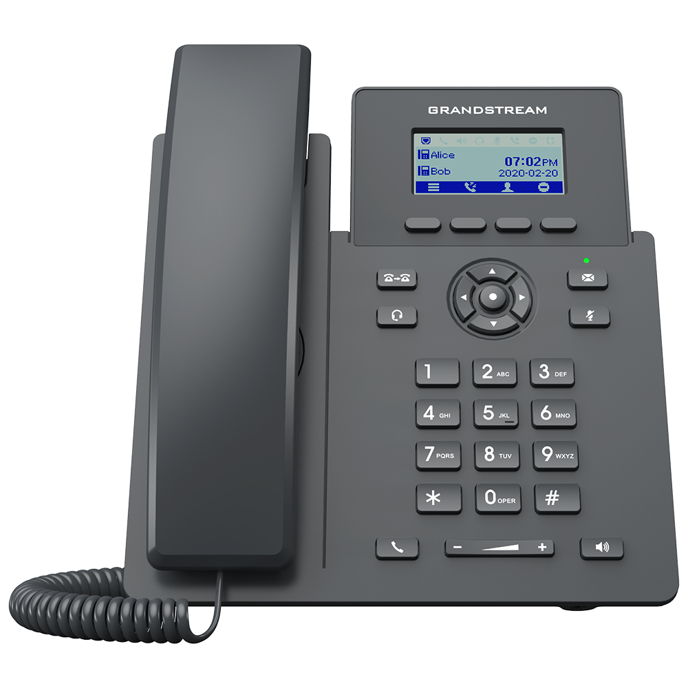 Grandstream Essential IP Phone, 2 SIP Accounts, 2 Lines, 2x Ethernet 10/100 PoE, 132x48 (2.41") LCD, No PSU