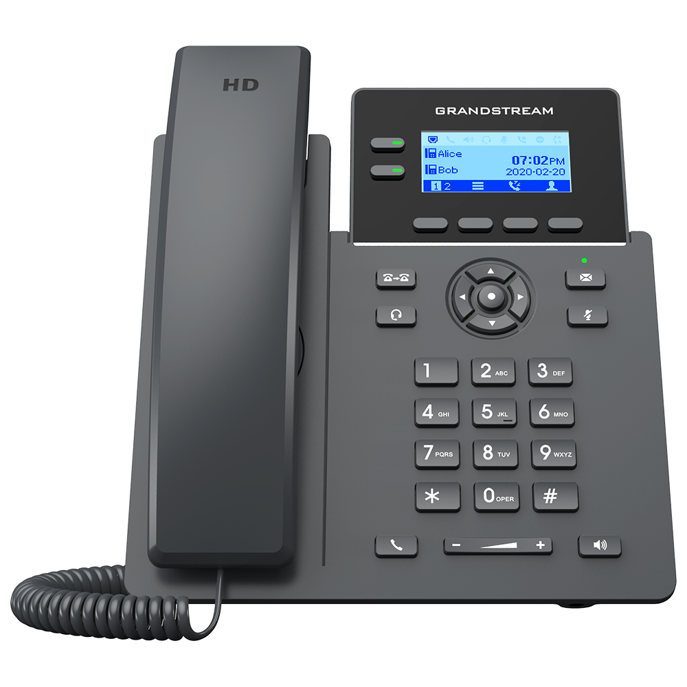Grandstream Essential IP Phone, 2 SIP Accounts, 2 Lines, 2x Ethernet 10/100 PoE, 132x48 (2.41") Backlit LCD, No PSU