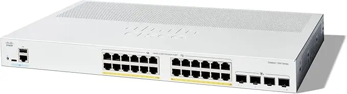 Cisco Catalyst 1300-24P-4X Managed Switch, 24 Port GE, PoE, 4x10GE SFP+, Limited Lifetime Protection (C1300-24P-4X)