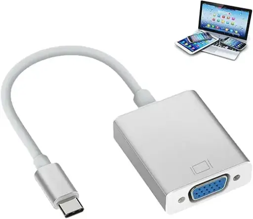 [USB C to VGA Adapter] USB C to HDMI VGA Adapter,ABLEWE USB Type C to HDMI VGA Converter with 4K HDMI, 1080P VGA