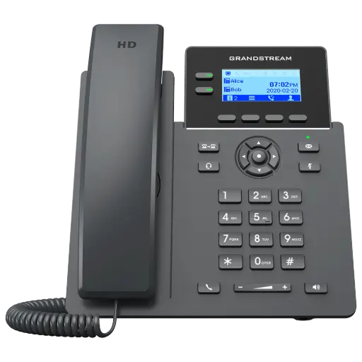 [GRP2602G] Grandstream Essential IP Phone, 2 SIP Accounts, 2 Lines, 2x GBE PoE, 132x48 (2.41") Backlit LCD, 5V/0.6A PSU